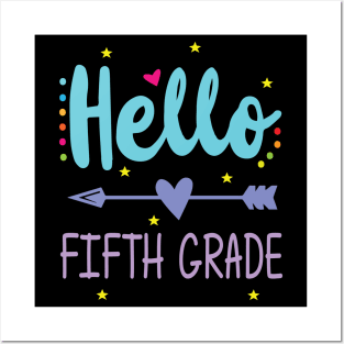 Heart Arrow Teacher Student Back To School Hello Fifth Grade Posters and Art